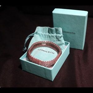 Tiffany & Co Somerset Mesh Bangle Sterling Silver Bracelet w/ Pouch and Box